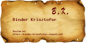 Binder Krisztofer névjegykártya